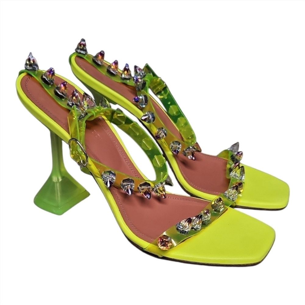 AMINA MUADDI | ​Martini Neon Yellow Crystal PVC Heels EU 36.5 / US 6.5 - Picture 5 of 8